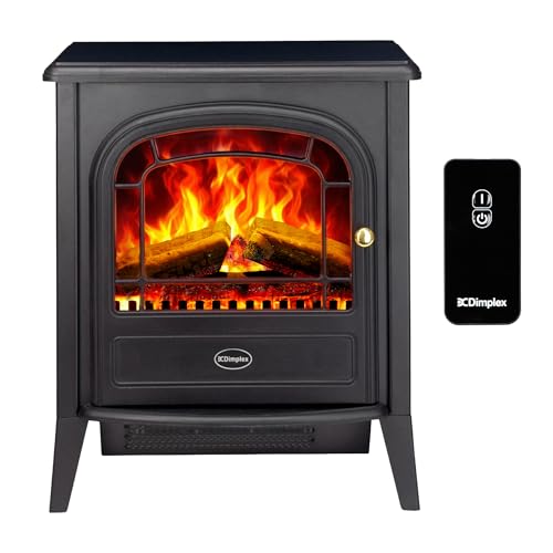 Dimplex Club Elektrokamin - Freistehender Elektrischer Kamin mit Holzscheit- Glutbett und Optiflame LED-Flammeneffekt - Zuschaltbarer 2kW Heizlüfter - Inklusive Fernbedienung