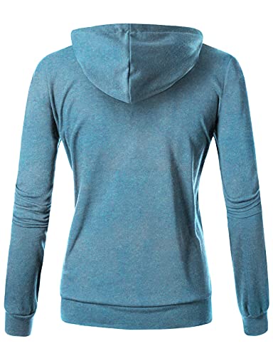 Image of GIVON Womens Casual Zip Up Hoodie Cotton Blend Soft Fabric Basic Layering Hooded Jacket with Kangaroo Pocket