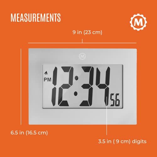 Marathon Large Digital Wall Clock With 8” Display, Graphite Gray - Easy To Read #TOP4