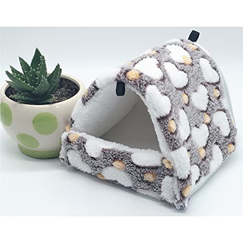 2 Pieces Small Pet Cage Hammock Guinea Pig Bed Hideout, Warm Rat Hammock Bed Bunkbed Sugar Glider Hammock Guinea Pig Cage Accessories Bedding for Squirrel Rat Hedgehog Chinchilla Nest Tent (Coffee) - Thumbnail 5