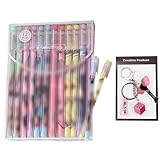 CWED 12 pièces BP Effacables,avec 1 porte-clés,Stylo Gomme,Noir,parfait pour les fans de Kpop