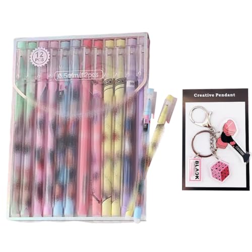 CWED BP12 Stifte Set Merchandise Kugelschreiber Set Kpop Zubehör, pink Fanartikel, Mit Schlüsselanhänger Kpop Merch, Geschenkidee für BP Fans