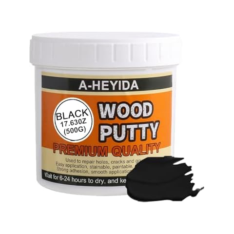 Black Wood Filler - 17.63 Ounce Wood Filler Putty Repair Kit, Wood Filler Paintable, Sandable, Wood Putty for Restore Wood Cracks and Holes on Wooden Furniture, Hardwood Floor, Door, Cabinet Cover