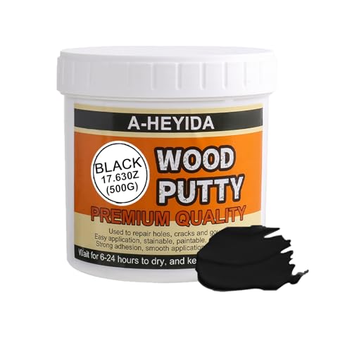 Black Wood Filler Putty Repair Kit - 17.63 Ounce Paintable Sandable Restore Wood Cracks and Holes on Furniture Hardwood Floor Door Cabinet