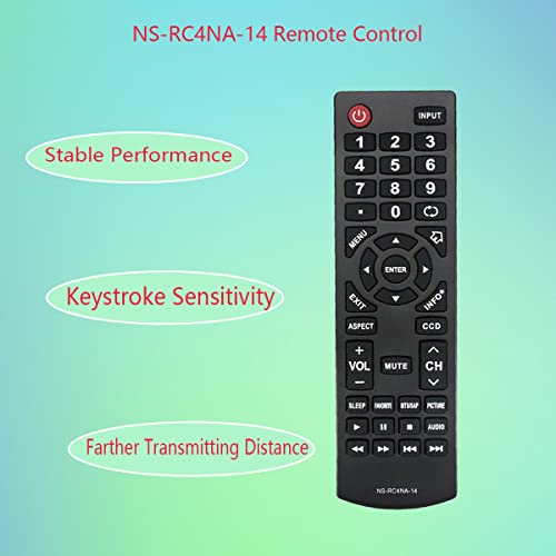 GHUST Controle remoto de substituição universal NS-RC4NA-14 para Insignia TV NS-19E310NA15 NS-22E400