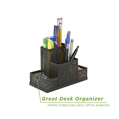 Image of Mind Reader EMPORG2-BLK 2 Piece Cup, Pen, Pencil, Paperclip, Thumbtack Holder, Office Supplies Storage Organizer, Sticky Notes, Index Cards, Black, 2 Count