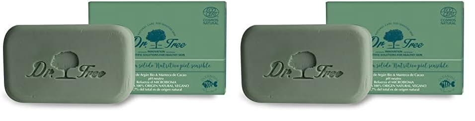 Dr. Tree Gel Sólido Nutritivo, Piel Sensible, Refuerza el Microbioma, ECOCERT, 99.7% Ingredientes Naturales, Aceite de Argán Bio, Sin Sulfatos SLE, SLS, Sin parabenos, Sin siliconas, 120 gr