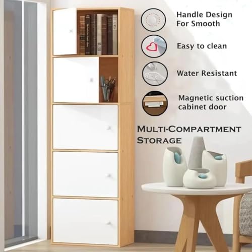 Image of EXVITO Engineered Wood Wardrobe for Bedroom | Foldable 5-Shelf Wooden Storage Cabinet | Cupboard Almirah for Clothes | Collapsible Wardrobe | Digital Heavy PC Game Cabinet - Maple