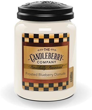 The Candleberry Company Frosted Blueberry Donuts, Fine Fragrance Candle for Home, Large Glass Jar, 26 oz