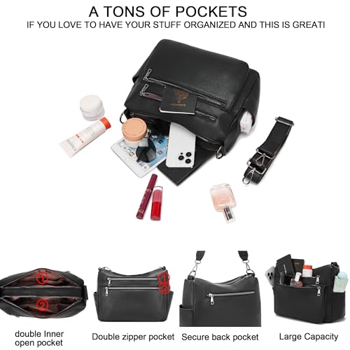 YZAOLL Large Crossbody Bag for Women Vegan Leather Tote with Adjustable Wide Strap Water-resistant Work Purse with 10 Pockets 5