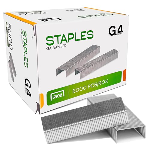 G4GADGET 5000 x 53/8 Heavy Duty Staples - 53/8mm Staples for Staple Guns and Heavy Duty Staplers Office & Upholstery Supplies