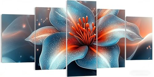 5 Paneles Diamond Painting Flores, Diamond Painting Niños Flores, 5D Pintura de Diamante Grande, Punto de Cruz Kit Completo, DIY Manualidades Adultos para Decoración Pared Salón 50x30cm W5-453