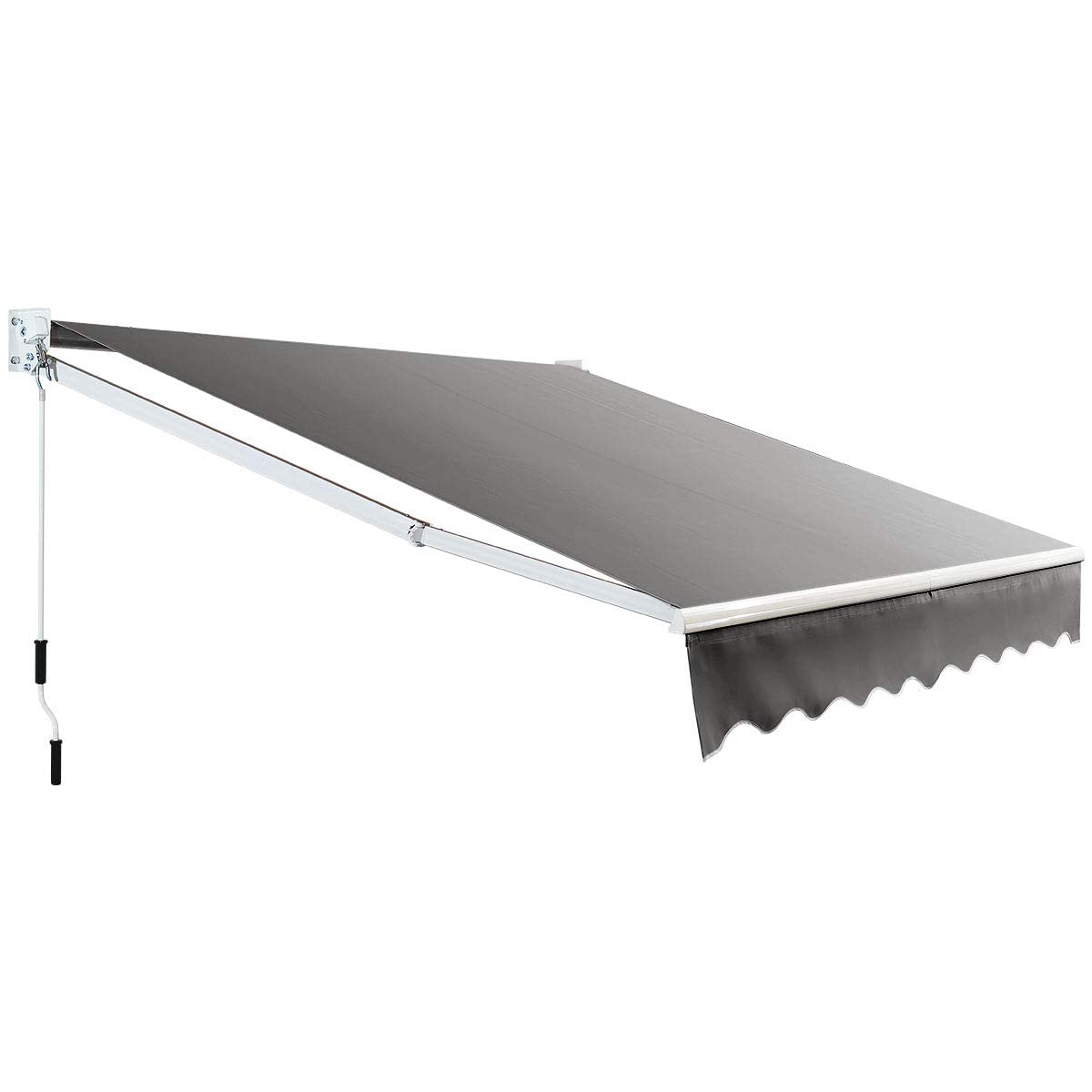 FANTASK Auvent à Bras articulés, Protection Solaire et Eau, 250 x 200 cm, Store rétractable avec Cadre en Aluminium et manivelle, Store de terrasse Angle réglable de 40 à 100 ° pour Balcon, terrasse