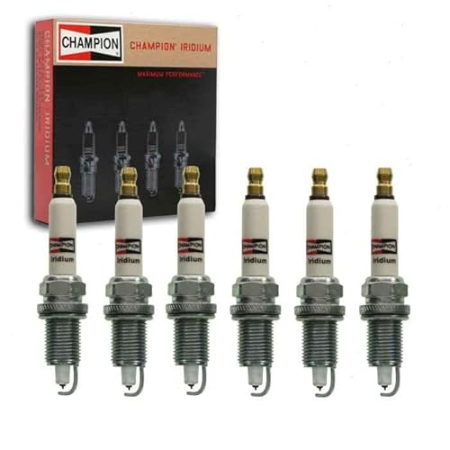 6 pc Champion Iridium Spark Plugs compatible with Jeep Grand Cherokee 4.0L L6 1993-2004