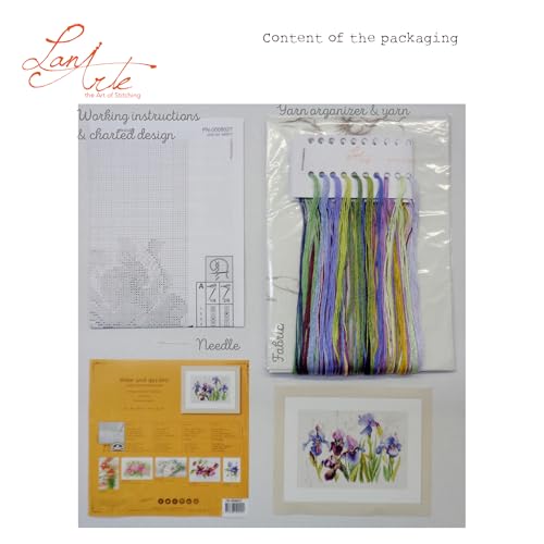 Image of Lanarte Counted Cross Stitch Kit: Irises (Linen), NA, 40 x 28cm