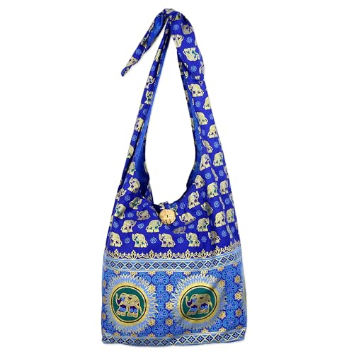 NOVICA Cotton shoulder bag, 'Royal Thai Elephant'