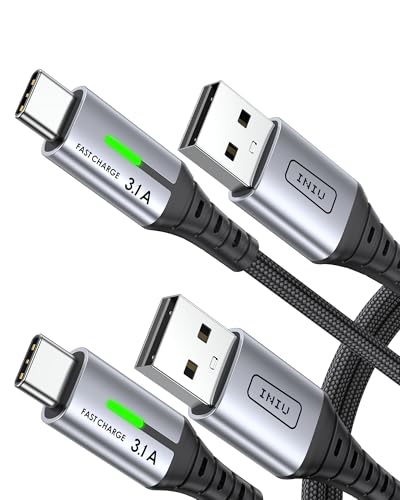 INIU USB C Charger Cable [2-Pack 1m] 3.1A Type C Cable Fast Charging Braided USB A to USBC Phone Charger Cable USBC for iPhone 17 16 Pro Max Samsung S25 24 Huawei iPad Switch PS5 etc.