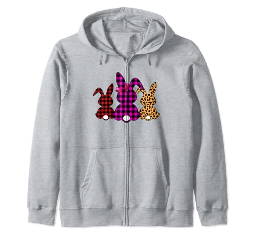 Bunny Buffalo Leopard Plaid Print Happy Easter Day Hombres Mujeres Sudadera con Capucha