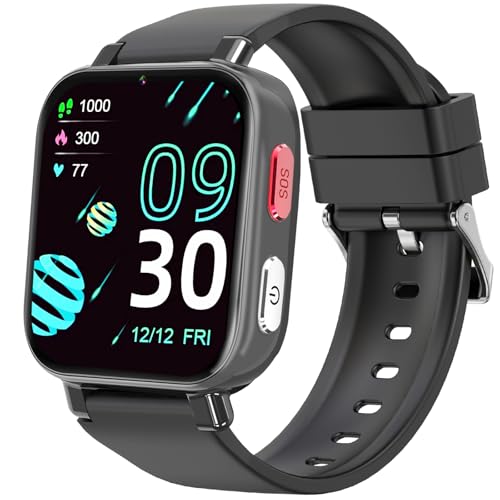 Ucani 4G Smartwatch für Kinder GPS, Kinder Watch Uhr Telefon mit Videoanruf und Voice Chat, WiFi, SOS, Schrittzähler, Wecker, Spiele, Kindergeschenke Armbanduhr Uhr für Mädchen Jungen ab 4 (Schwarz)