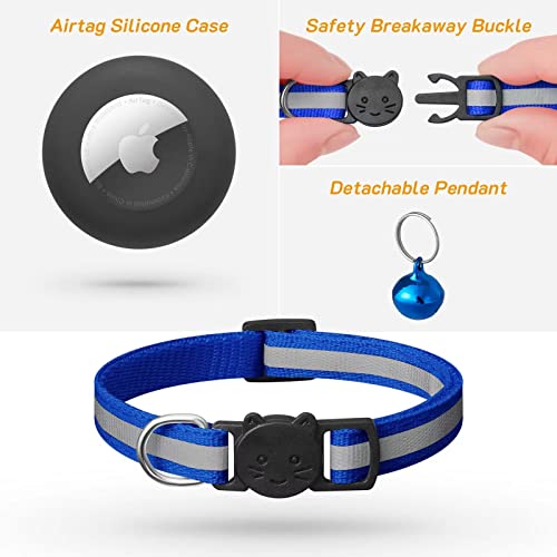 6 Pack Airtag Cat Collar Breakaway With Bells,Reflective Kitten Collar With Apple Airtag Cat Collar Holder,Adjustable,Ideal For Girl Boy Cats,Pet Supplies,Accessories,Gifts(6 Cat Collars & 2 Holder) #TOP2