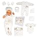 Neugeborenen Baby Geschenk Set 100% natürliche Baumwolle Erstausstattung Erstlingsausstattung Ausstattung Unisex Kleidung Geschenkset für Babys 0-4 Monate 10 teilig (Lamm-10)