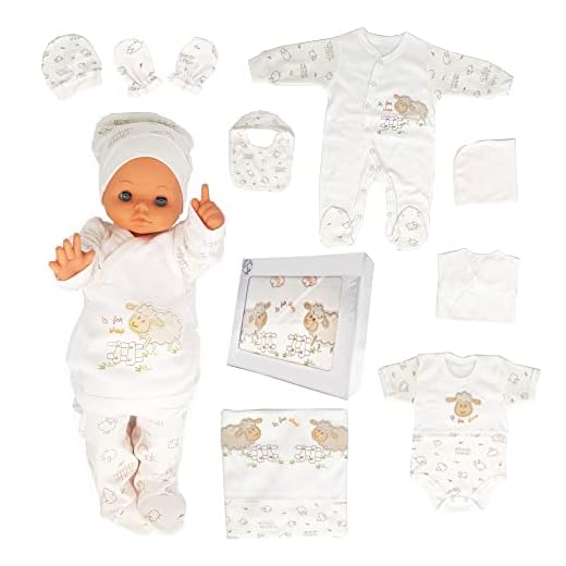 nyfödda baby presentset 100 % naturlig bomull första utrustning utrustning utrustning unisex kläder presentset babyutrustning för spädbarn 0–4 månader (Ecru)