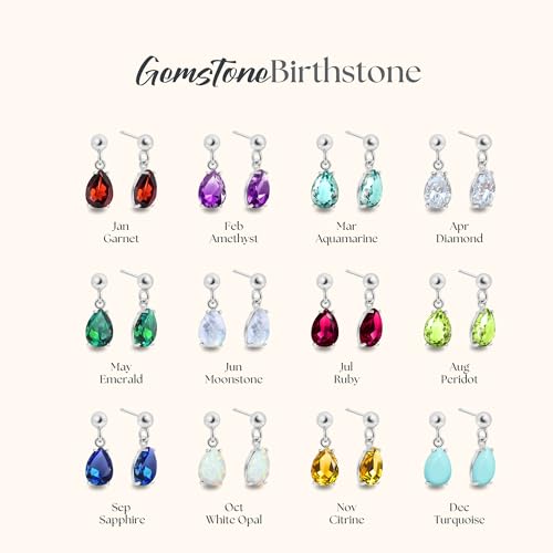 925 Sterling Silver Gemstone Earrings for Women – Birthstone Jewelry – Dainty Silver Teardrop Earrings – Perfect Birthday Gift3