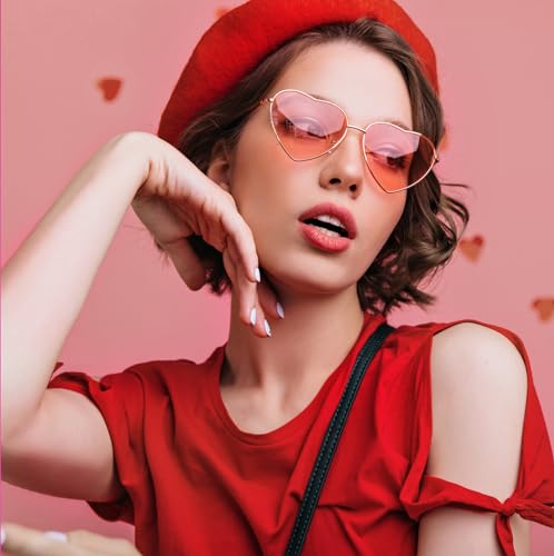 Eiuizah Polarized Heart Sunglasses for Women Men - Cute Trendy Sun Glasses Metal Frame UV400 Protection Lens2