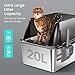 Tripamin 15” XL Stainless Steel Cat Litter Box Enclosure, XXL Stainless Steel High Sides with Lid, Extra Large Metal Cat Litter Box (Translucent Black, XX-Large)