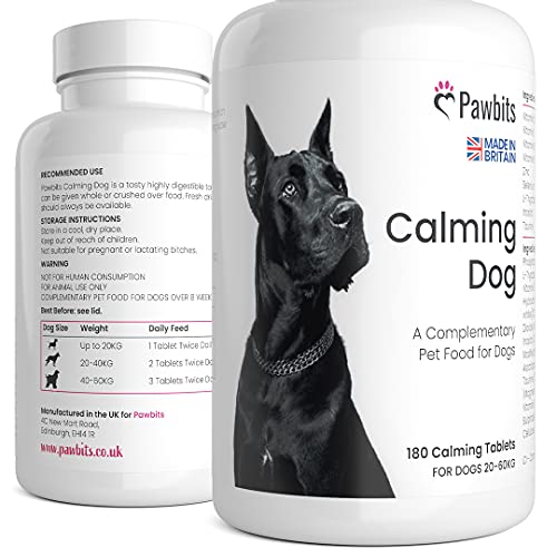 180 Pawbits Calming Tablets Supplement for Anxious & Hyperactive Dogs Calms Relaxes & Non-Sedative Dog Calming Tablets Fireworks, Behavioural Issues, Travel & Vet Visits Natural Calm Aid (180 tablets)