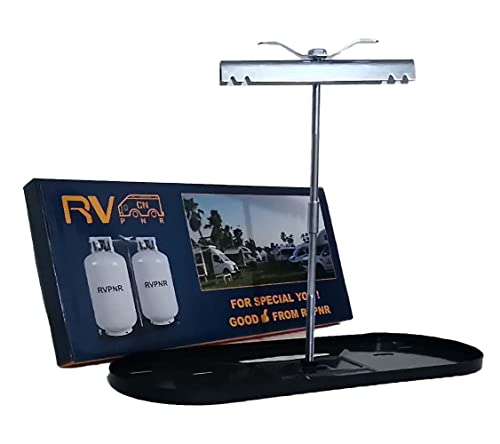 RVPNR RV Dual Propane Tank Mounting Rack 40lb,30lb and 20ld Tanks for Camper and Travel Trailers with Different Connecting Pipes, Black, White, Grey or Red Options (Black)