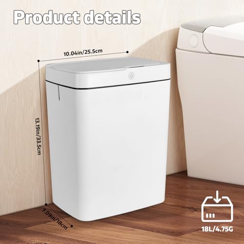 Image of VeltHar 4.75 Gal Motion Sensor Bathroom Trash Can with Lid, Automatic Trash Can Small Smart Garbage Can Touchless, Waterproof Slim Trash Bins for Bedroom Office Kitchen