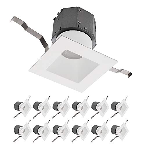 Pop-in 4in LED Square Recessed Kit 3000K in White (Pack of 12)