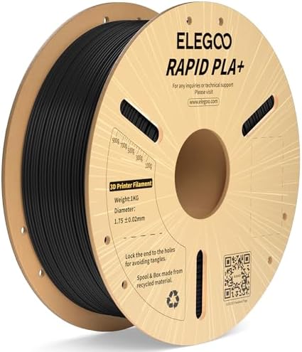 ELEGOO Rapid PLA Plus 3D Printer Filament 1.75mm Black 1KG, Up to 600mm/s