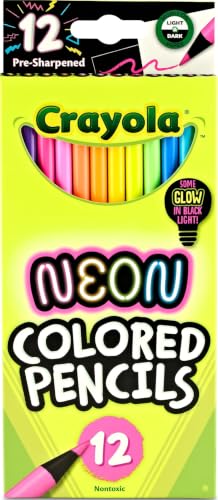 Crayola Neon Colored Pencils Set (12ct), Glow in The Dark Colored Pencils for Kids, Presharpened, Gift for Kids, Ages 3+