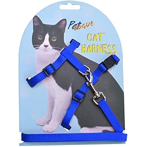 PetVogue Basic Full Body Cat Harness With Leash Set For Walking | Escape Proof | Adjustable & Durable For Cats Adjustable Leash With Reflective Strip For Large Medium Small Cat (Blue)