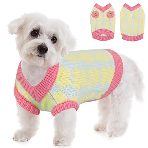 Migohi Dog Sweater, Dog Holiday Sweater Coat Puppy Pullover For Winter And Fall, Small Dog Pullover Knitted Sweaters Pet Sweatshirt Apparel For Small Medium Dogs, Pink L #TOP9