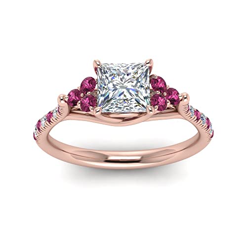 Petite bague en diamant cathédrale et or rose pour fiançailles taille 47 à 70
