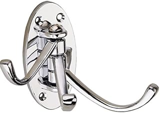 OUNONA Swivel Coat Hook Folding Solid Metal Heavy Duty Swing Arm Triple Hook Wall Mounted Hanger for Bathroom Kitchen Bedroom - Style B(Silver)