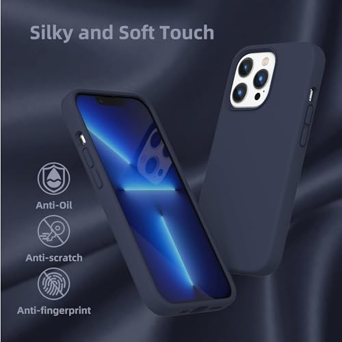 Image of Back Cover for iPhone 13 Pro Case,[Military Shockproof Protection] Liquid Silicone Case with [Soft Anti-Scratch Microfiber Lining for iPhone 13 Pro (Blue)