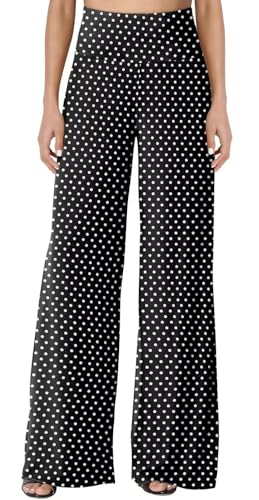 JZC Women's Palazzo Lounge Pants Stretchy Wide Leg Casual Pants Comfy High Waist Flowy Pants S-3XL