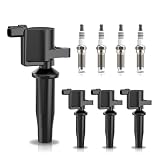 Set of 4 Ignition Coil Pack and Iridium Spark Plugs Compatible with Ford Focus Escape Transit