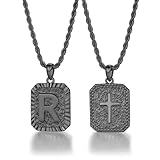 ASUWISH Collares con inicial de oro para hombres y mujeres, chapado en oro de 18 quilates, colgante de cruz de la A a la Z con cadena de cuerda ajustable, collar de letras para mujeres y hombres