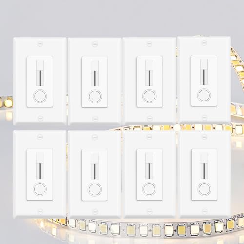 Greencycle 60W 24V LED Driver and Dimmer Switch 8PCS,Compatible with Only 24VDC LED Strip Lights and Fixtures,Single Integrated Unit, Converts 120V AC to 24V DC, Neutral Wire Required, ETL