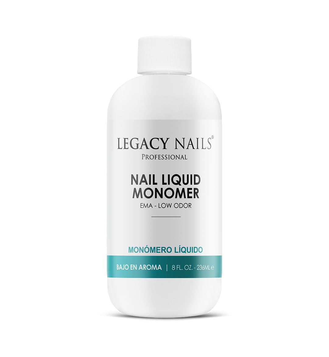 LEGACY NAILS Professional NAIL LIQUID MONOMER - MMA-Free, Acetone-Free, Low Odor Formula, Compatible with All Acrylic, Perfect for Nail Extensions, Sculpting & Overlays - 236ml / 8 FL.oz.