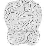 EooCoo Mouse Mat Wrist Support, Gaming Mouse Pad, Ergonomic Mousepad with Memory Foam Rest & Non-Slip Base, Ultra Thin Wear Resistant Home & Office Accessories, Minimalist Topographic Map White