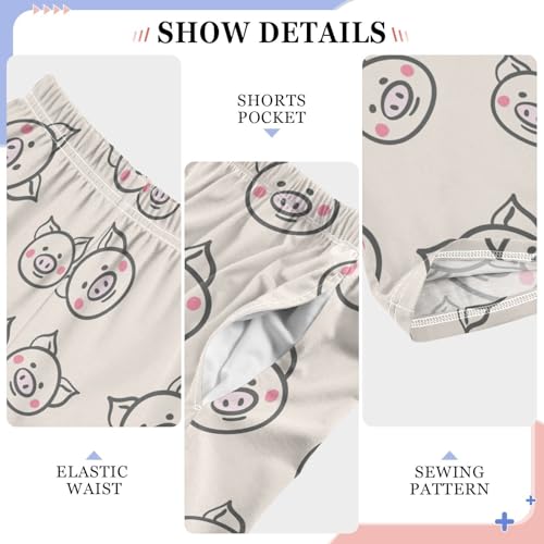 Cute Piggy Pig Boys Long Pants Soft Trousers Elastic Waist Kids Lounge Bottoms with Pockets S-XL4
