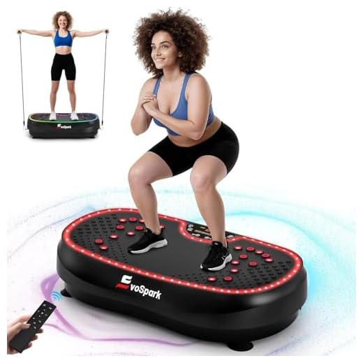 Vibrationsplatte, EvoSpark Vibrationsplatte Testsieger 2026 mit 6+1 Trainingsmodi, 9 coolen LED-Lichtern Vibration Plate für Zuhause, Power PLlate mit 200W Bürstenlose Motoren,199 Geschwindigkeiten