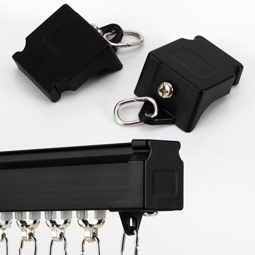 Straight Curtain Track End Caps, Black, 4 Pack, Easy Install Track Accessories