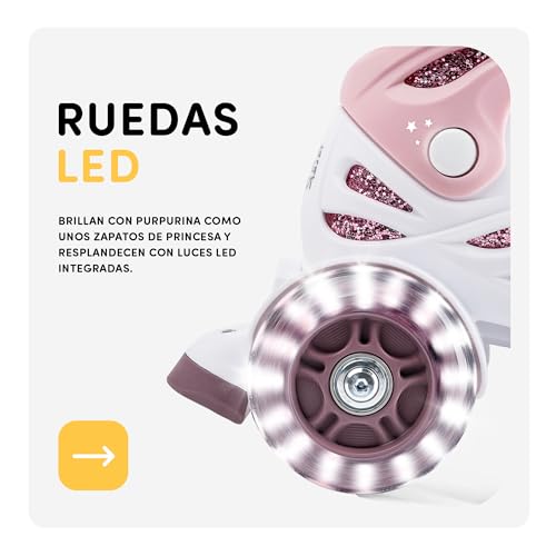 Miniatura 4 de Cariboo Patines En Línea Para Niños Para Principiantes Tamaños Ajustables S 31-35 Con Ruedas Que Con Purpurina Rosa Prugna Ballerina